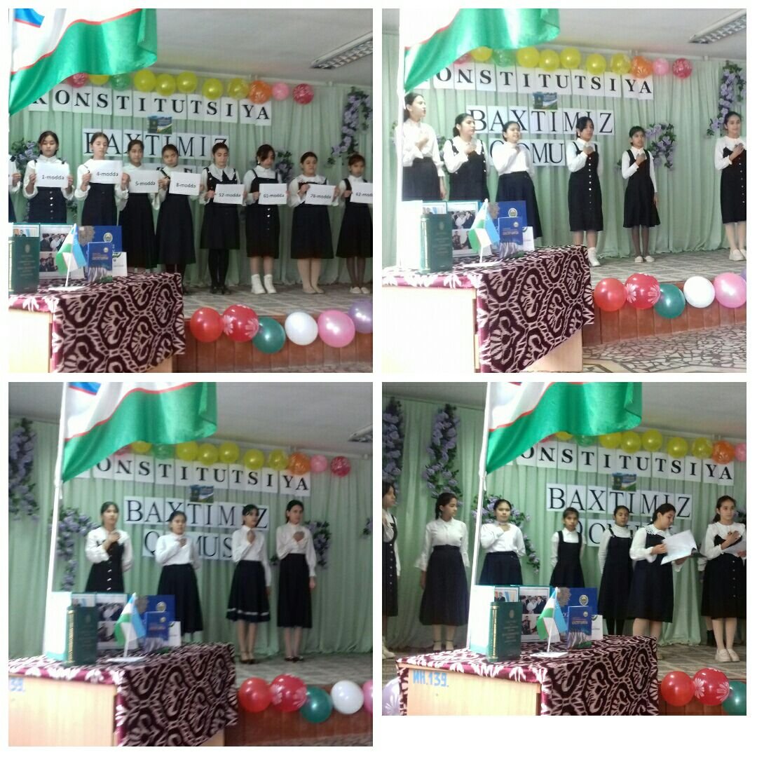Xonqa tumanidagi 38-son maktabda boshlang'ich hamda yuqori sinf o'quvchilari o'rtasida konstitutsiyaning 31 yilligiga bag'ishlab tadbir o'tkazildi.